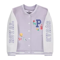 Disney Collection Little & Big Kid Girls Princess Fleece Midweight Varsity Jacket