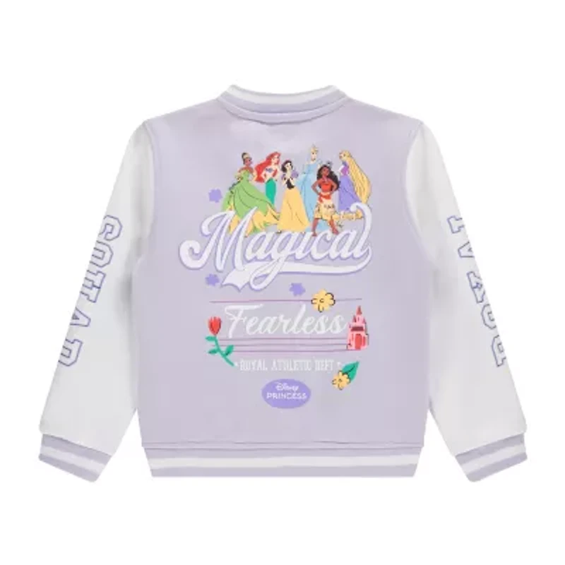 Disney Collection Little & Big Kid Girls Princess Fleece Midweight Varsity Jacket