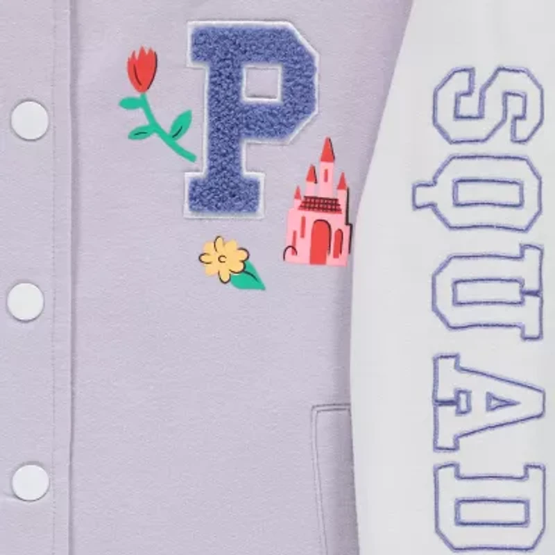 Disney Collection Little & Big Kid Girls Princess Fleece Midweight Varsity Jacket