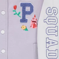 Disney Collection Little & Big Kid Girls Princess Fleece Midweight Varsity Jacket