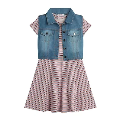 Knit Works Little & Big Kid Girls Short Sleeve Drop Shoulder 2-pc. Dress Set