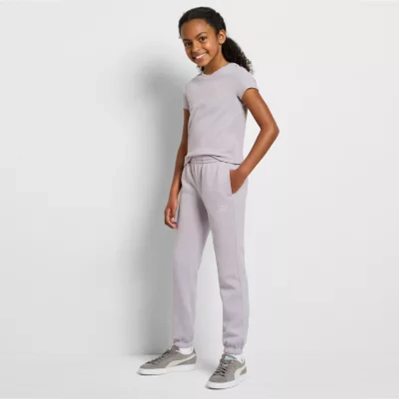 PUMA Big Kid Girls Round Neck Short Sleeve Regular Fit Graphic T-Shirt