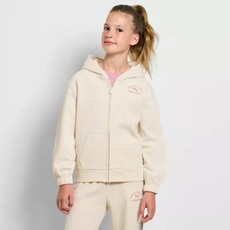 PUMA Big Kid Girls Long Sleeve Fleece Zipper Active Hoodie