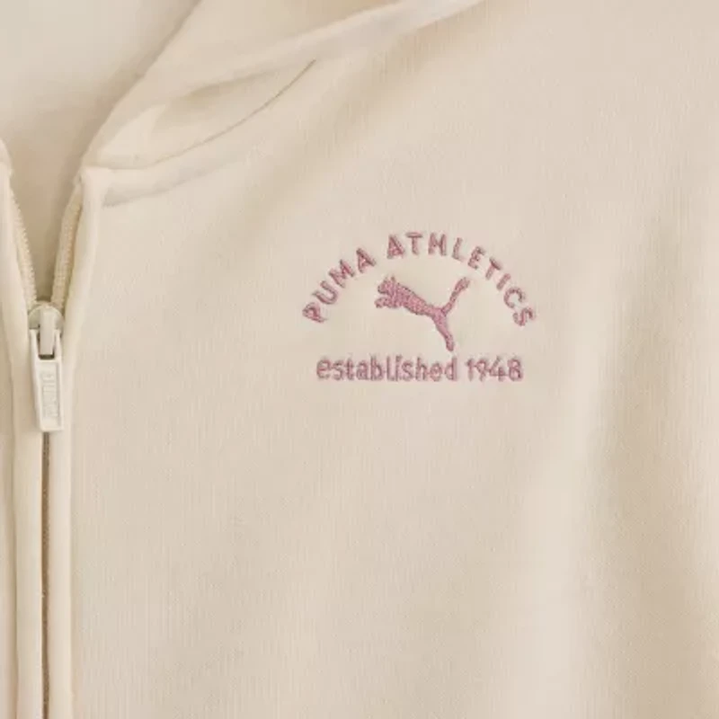 PUMA Big Kid Girls Long Sleeve Fleece Zipper Active Hoodie