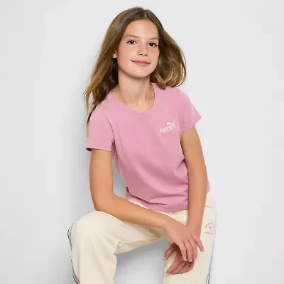 PUMA Big Kid Girls Crew Neck Short Sleeve Regular Fit Graphic T-Shirt