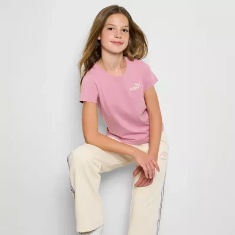 PUMA Big Kid Girls Wide Leg Regular Fit French Terry Pull-On Pant