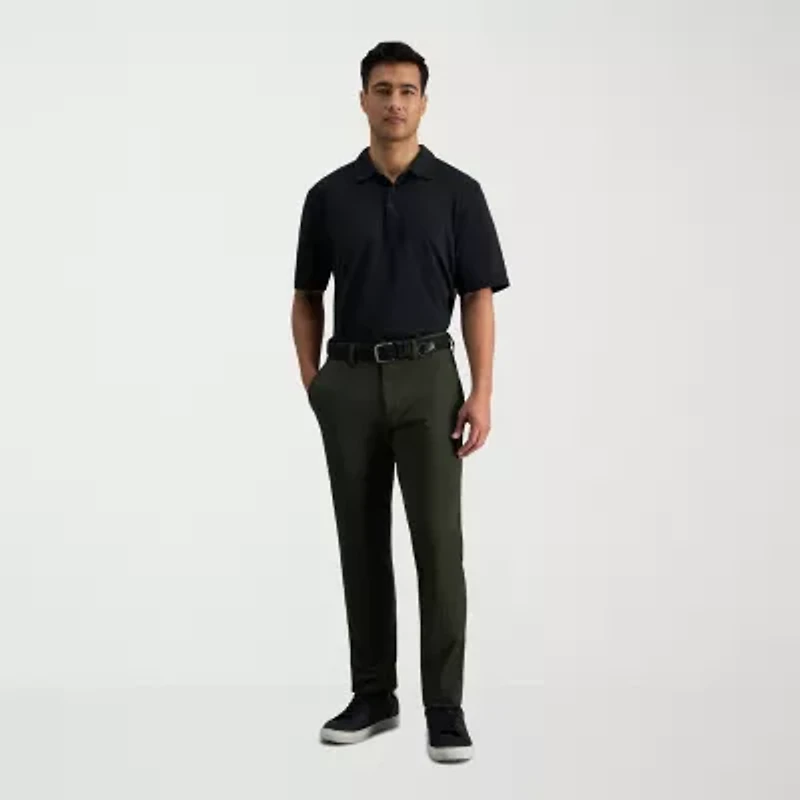 Haggar Sport Travel Performance Mens Comfort Waistband Straight Fit Flat Front Pant
