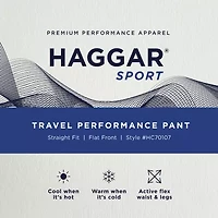 Haggar Sport Travel Performance Mens Comfort Waistband Straight Fit Flat Front Pant