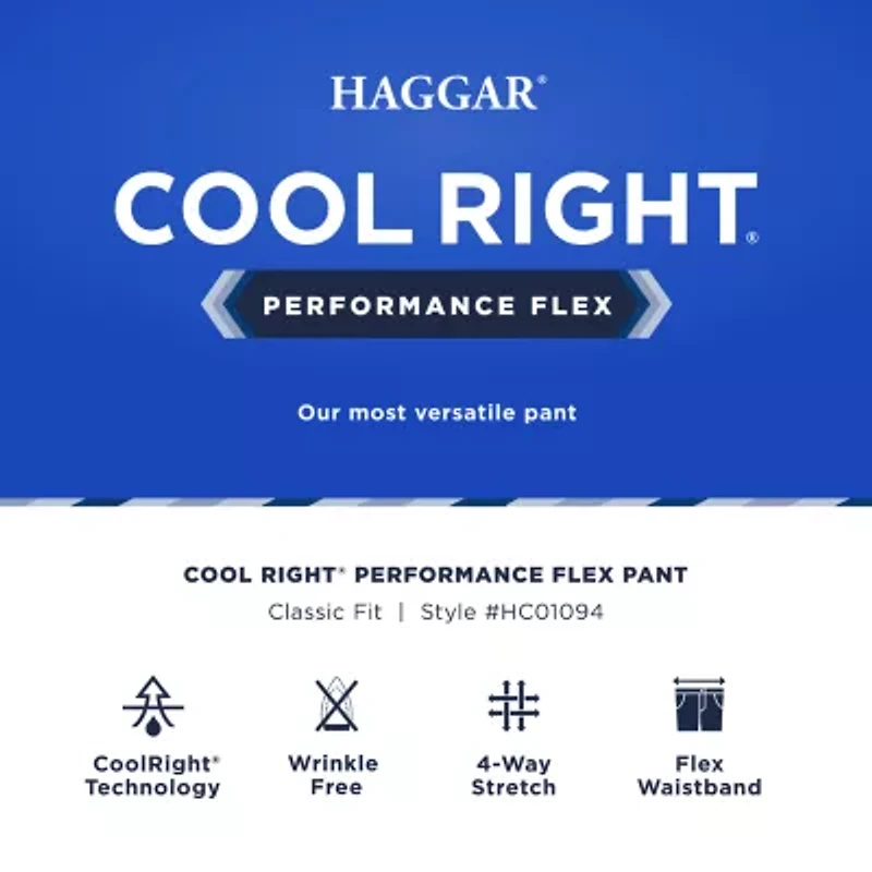 Haggar Cool Right Performance Flex Mens Classic Fit Flat Front Pant