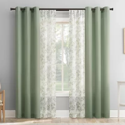 No 918 Harmon Print Grommet Top Light-Filtering Set of 4 Curtain Panel