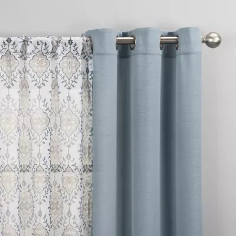 No 918 Harmon Print Grommet Top Light-Filtering Set of 4 Curtain Panel