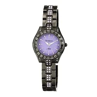 Armitron® Now® Womens Black & Purple Crystal-Accent Watch
