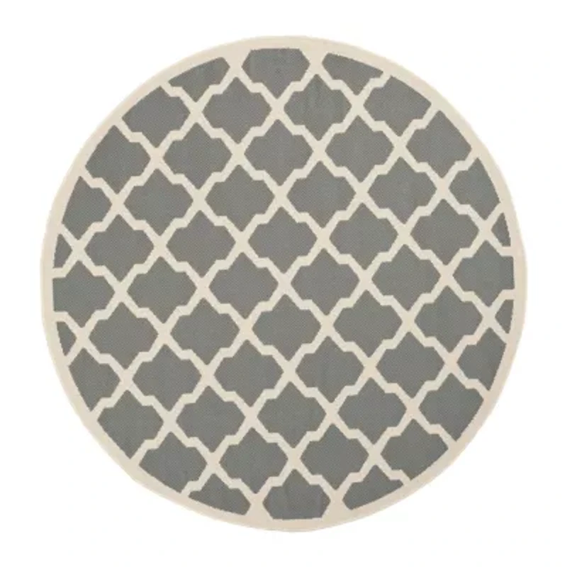 Safavieh Courtyard Collection Bailey Geometric Indoor/Outdoor Round Area Rug
