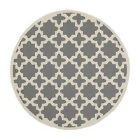 Safavieh Courtyard Collection Bokhara Geometric Indoor/Outdoor Round Area Rug