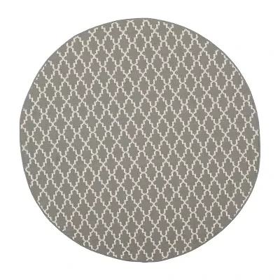 Safavieh Courtyard Collection Bora Geometric Indoor/Outdoor Round Area Rug
