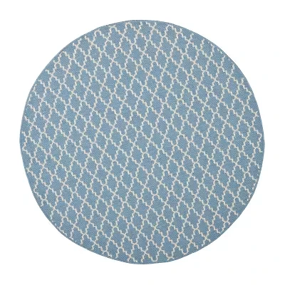 Safavieh Courtyard Collection Bora Geometric Indoor/Outdoor Round Area Rug