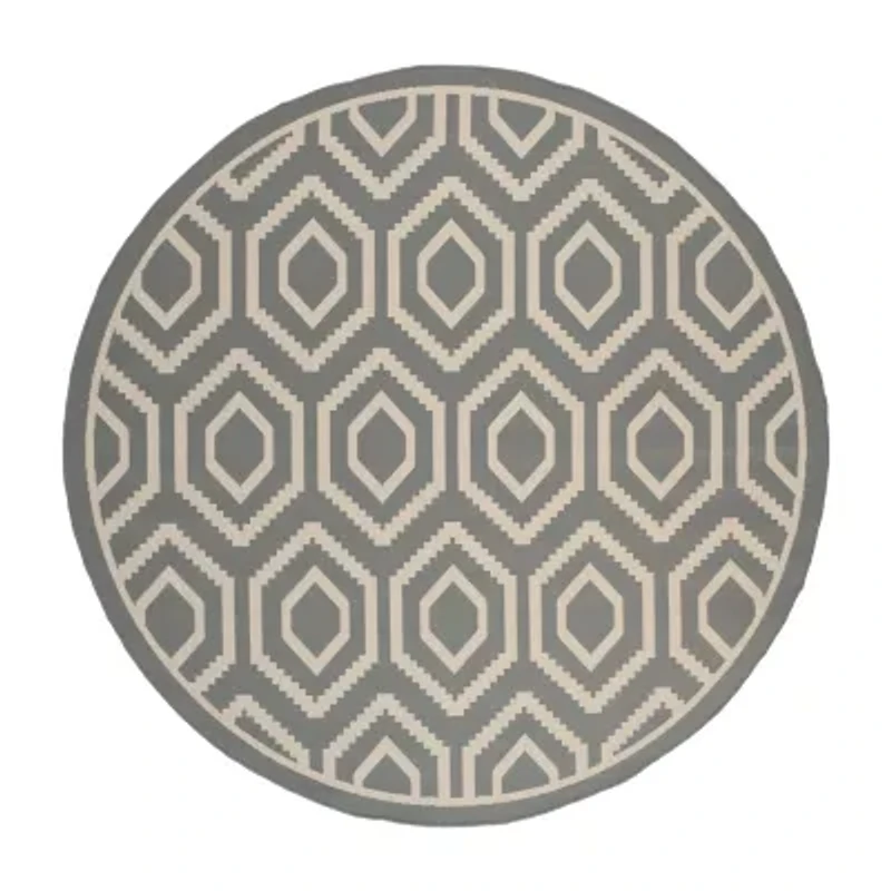 Safavieh Courtyard Collection Carmella Geometric Indoor/Outdoor Round Area Rug