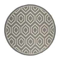 Safavieh Courtyard Collection Carmella Geometric Indoor/Outdoor Round Area Rug