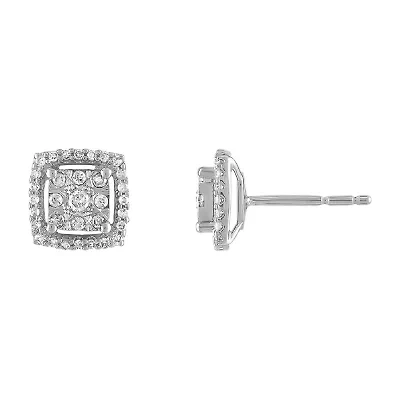 Diamond Blossom 1/4 CT. T.W. Natural White Diamond 10K White Gold 8mm Stud Earrings