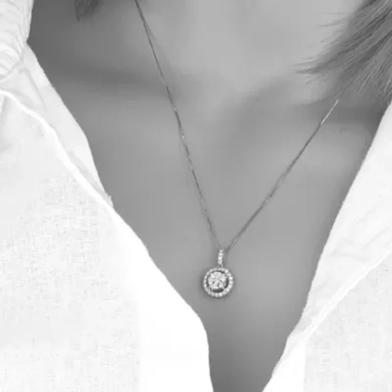 Womens 1/2 CT. T.W. Natural White Diamond 14K or Yellow Gold Round Pendant Necklace