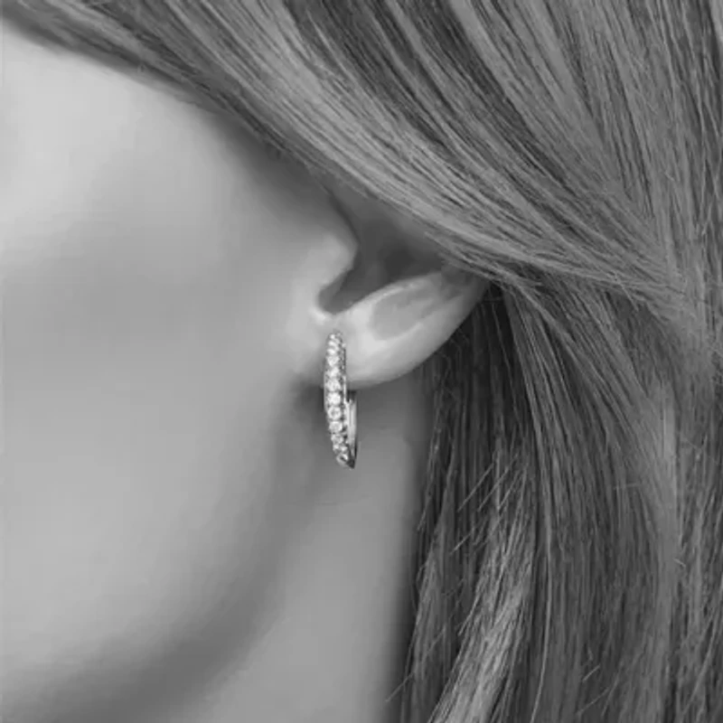 Womens 1/2 CT. T.W. Natural White Diamond 14K Gold 20.1mm Hoop Earrings
