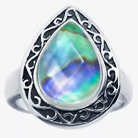 Sparkle Allure Womens Green Pure Silver Over Brass Pear Cocktail Ring