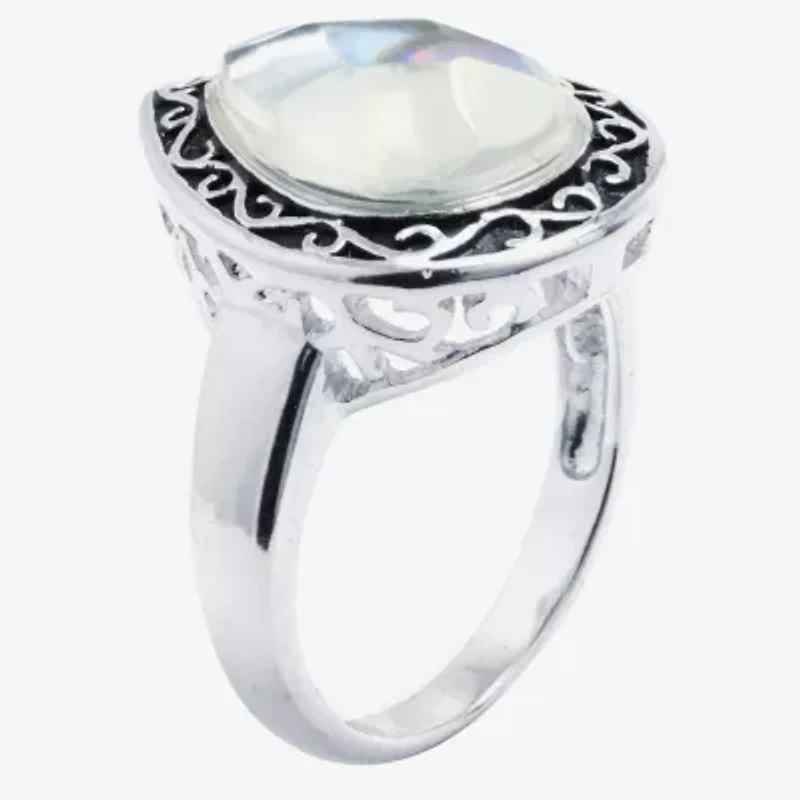 Sparkle Allure Womens Green Pure Silver Over Brass Pear Cocktail Ring