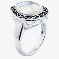 Sparkle Allure Womens Green Pure Silver Over Brass Pear Cocktail Ring