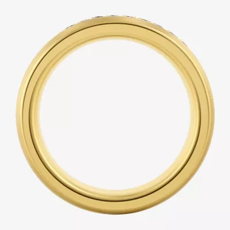 Mens 8MM Genuine Brown Quartz Tungsten Wedding Band