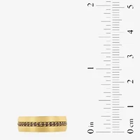 Mens 8MM Genuine Brown Quartz Tungsten Wedding Band