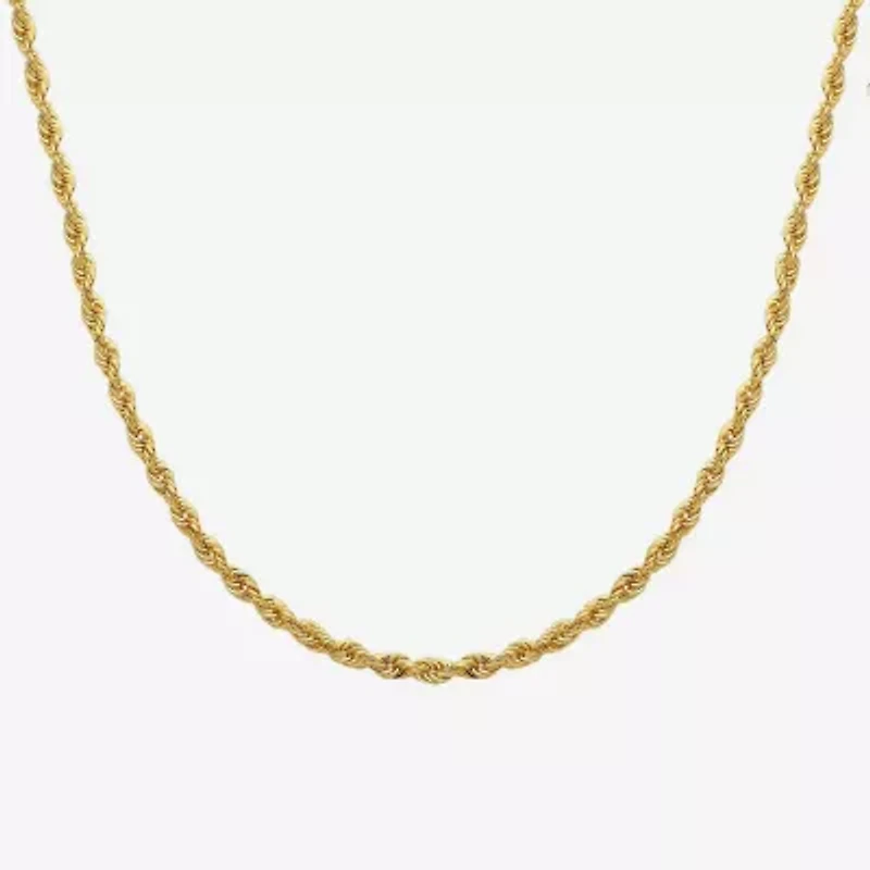 14K Yellow Gold 1.8mm Hollow Rope Chain Necklace