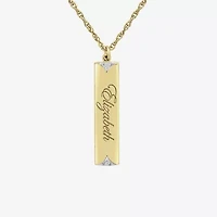 Personalized Name Womens Diamond Accent Natural White 10K Gold Bar 18 Inch Necklace
