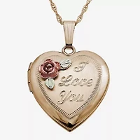 Landstroms "I Love You" Black Hills Gold 10K Gold Foral Heart Locket Necklace