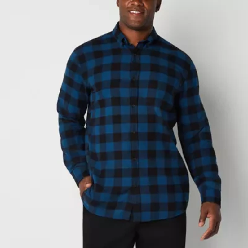 St. John's Bay Mens Long Sleeve Classic Fit Big and Tall Flannel Shirt