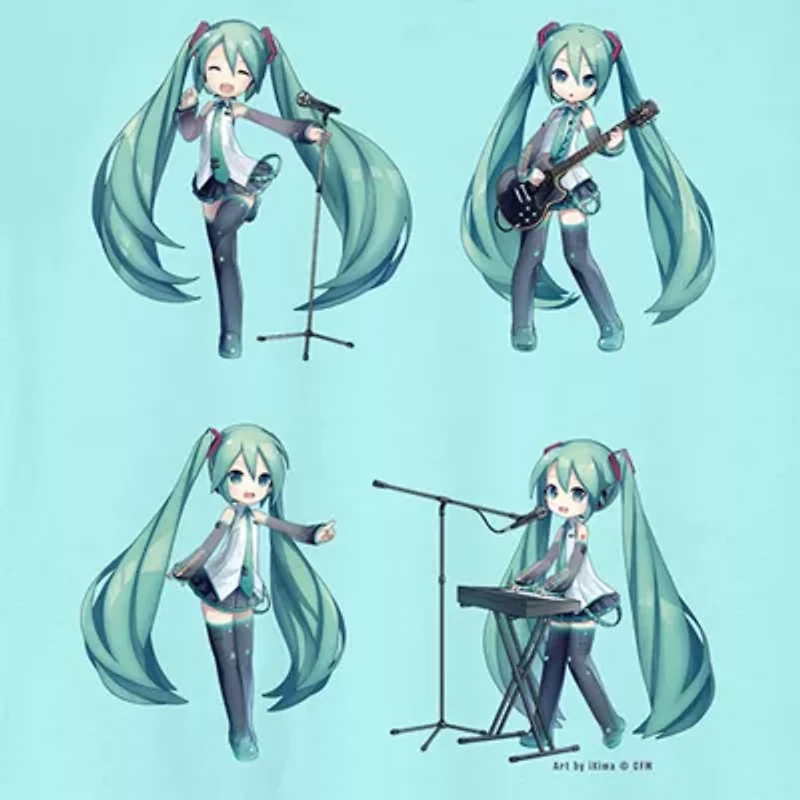 Hatsune Miku Band Boyfriend Tee Womens Juniors Crew Neck Short Sleeve Loose Fit Graphic T-Shirt