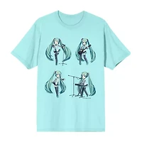Hatsune Miku Band Boyfriend Tee Womens Crew Neck Short Sleeve Loose Fit Juniors Graphic T-Shirt