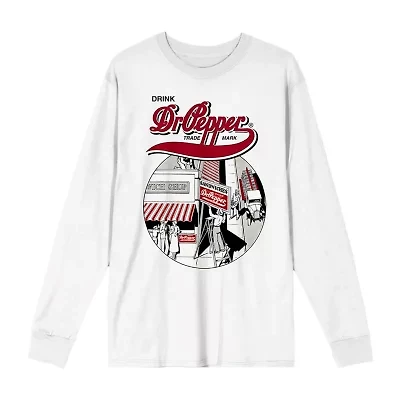 Dr. Pepper Vintage Womens Juniors Crew Neck Long Sleeve Loose Fit Graphic T-Shirt