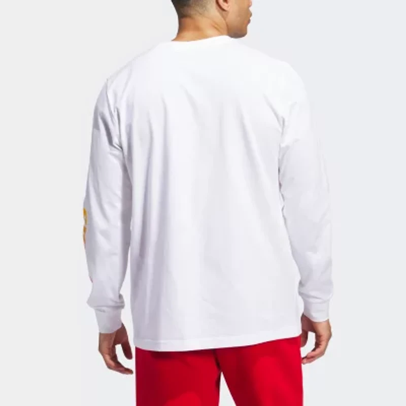 adidas Mens Crew Neck Long Sleeve Regular Fit Graphic T-Shirt