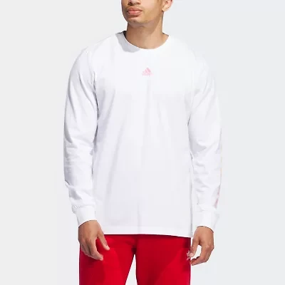 adidas Mens Crew Neck Long Sleeve Regular Fit Graphic T-Shirt