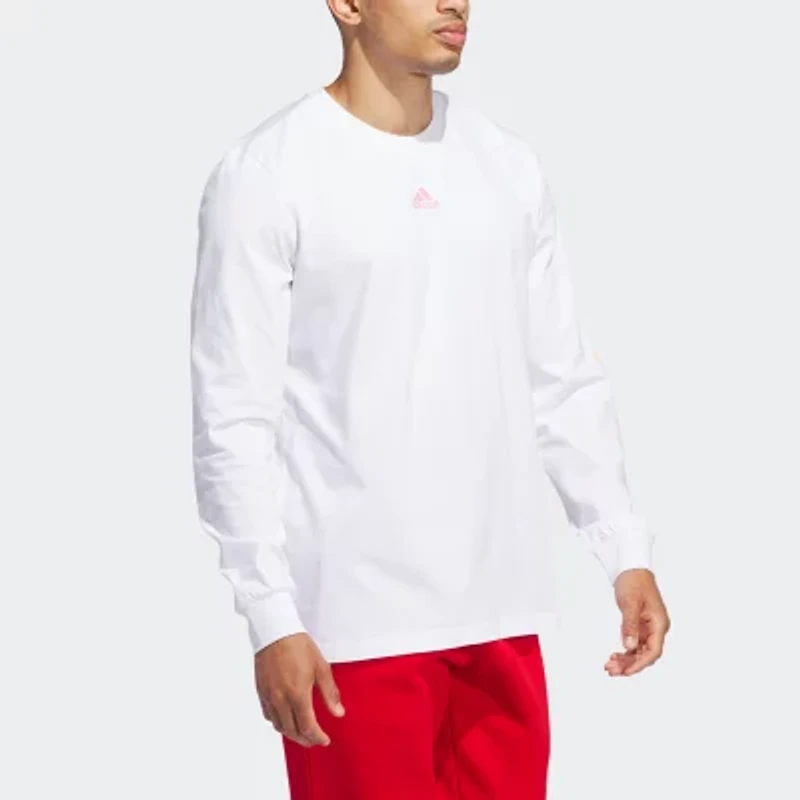 adidas Mens Crew Neck Long Sleeve Regular Fit Graphic T-Shirt