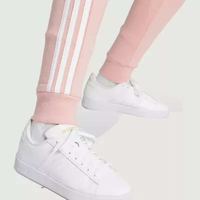 adidas Womens Drawstring Waist Cuffed Mid Rise Fleece Active Jogger Pant