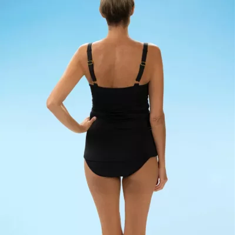 Dolfin Aquashape Wrap Front Womens Comfort Straps Lined Stretch Fabric Tankini Swimsuit Top