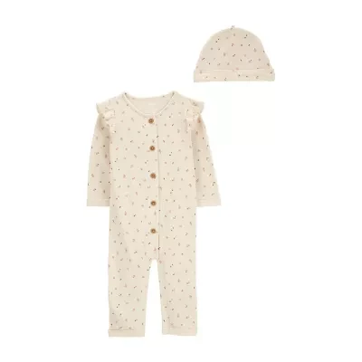 Carter's Baby Girls Crew Neck Long Sleeve 2-pc. Jumpsuit
