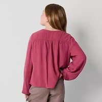 Thereabouts Little & Big Kid Girls V Neck Long Sleeve Blouse