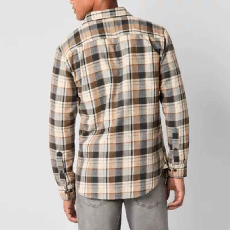 mutual weave Mens Long Sleeve Regular Fit Flannel Shirt