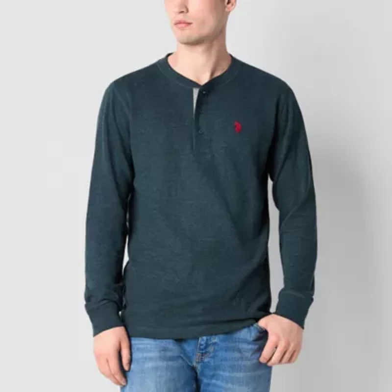 U.S. Polo Assn. Mens Henley Neck Long Sleeve Embroidered Classic Fit Thermal Top