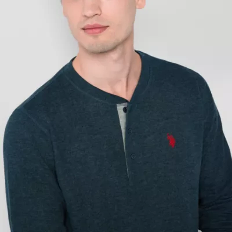 U.S. Polo Assn. Mens Henley Neck Long Sleeve Embroidered Classic Fit Thermal Top