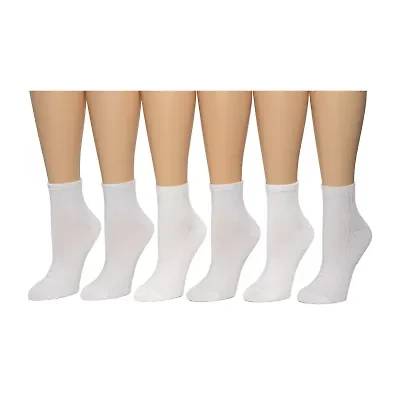 Cuddl Duds Womens 6 Pair Quarter Ankle Socks