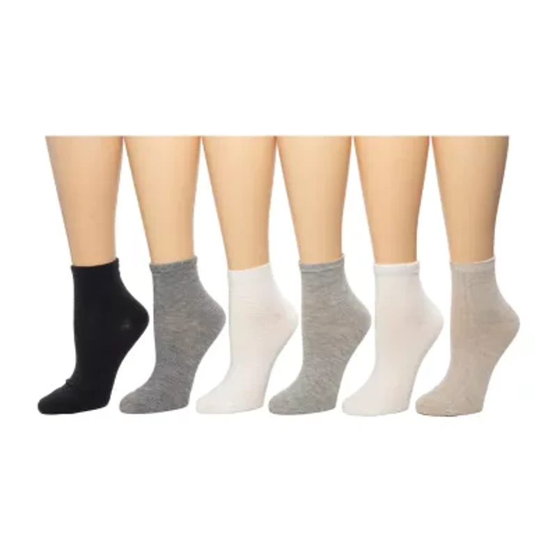 Cuddl Duds Womens 6 Pair Quarter Ankle Socks