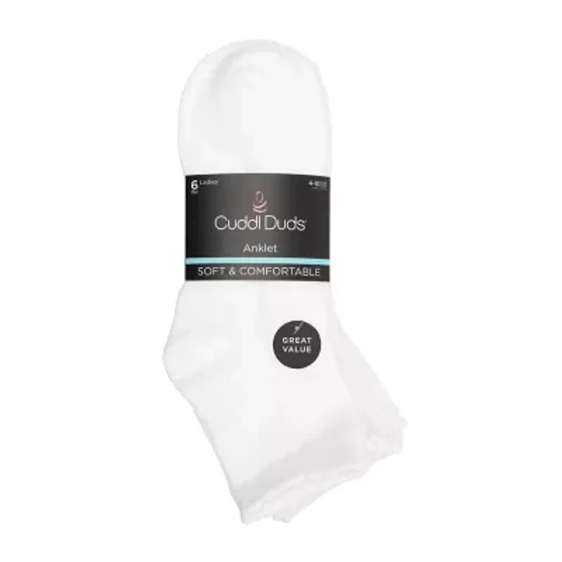 Cuddl Duds Womens 6 Pair Quarter Ankle Socks